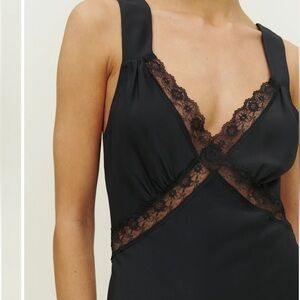 Reformation Black Lace Detail Chemise